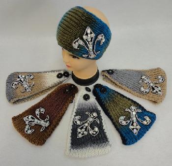 Wide Ear Band [Color Fade/Rhinestone Fleur de Lis]